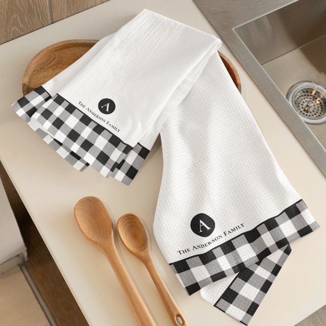 Paño De Cocina Cocina con nombre inicial de familia de búfalo clá (Subido por el creador)