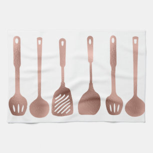 Paño De Cocina Cocina con utensilios de cocina Rosa de oro