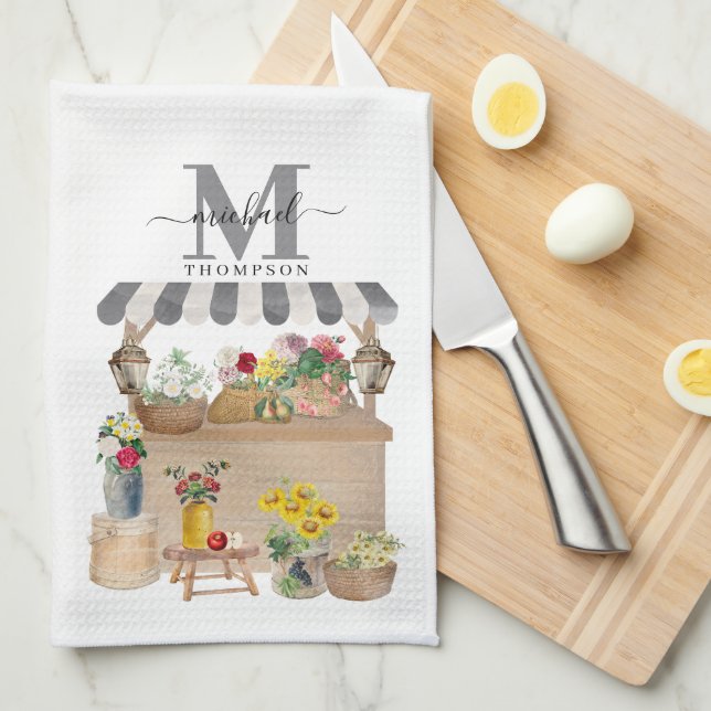 Paño De Cocina Cocina de carrito de flores de los agricultores de (Doblado Cuarto)