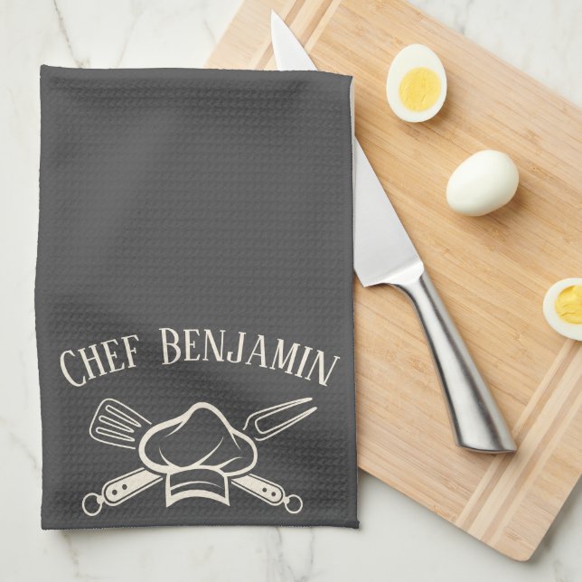 Paño De Cocina Cocina de Cocina con Nombre Personalizado del Chef (Doblado Cuarto)