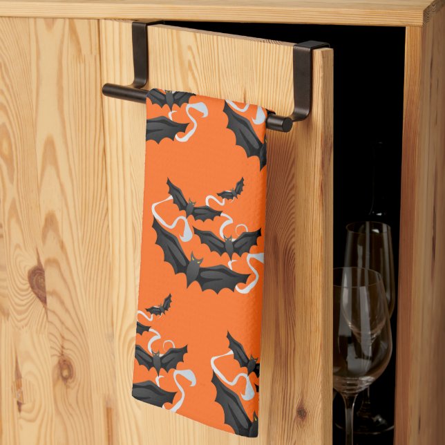 Paño De Cocina Cocina de Halloween Toalla-Bats (Pliegue de tercios)