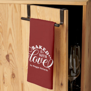 Paño De Cocina Cocina de horneado rojo y amor personalizada