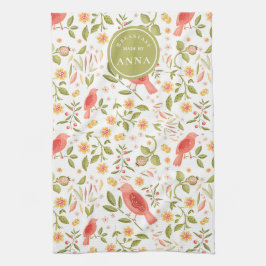 Paño De Cocina Cocina de Jardín – Diseño Botánico de Aves y Fruta