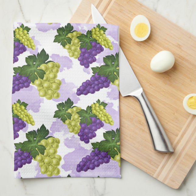 Paño De Cocina Cocina de uvas cortas con estampado de fruta (Doblado Cuarto)