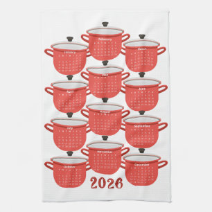 Paño De Cocina Cocina del calendario 2026 Red Cookware