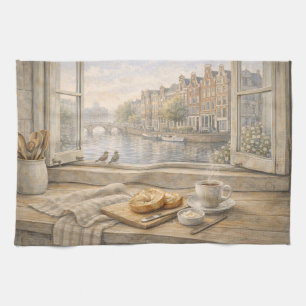 Paño De Cocina Cocina del Canal de Ámsterdam Acuarela con Ci Maña