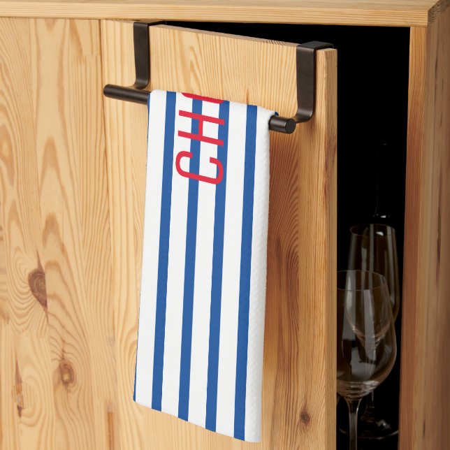 Paño De Cocina Cocina del chef de Blue White Stripes (Pliegue de tercios)