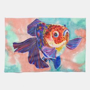 Paño De Cocina Cocina del Goldfish de Veiltail del calicó/toalla