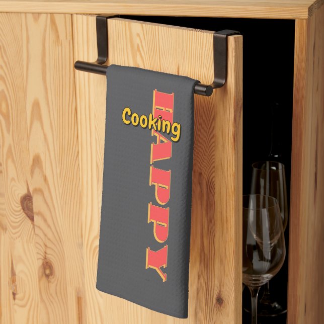 Paño De Cocina Cocina Feliz Gris Oscuro (Pliegue de tercios)