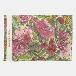 Paño De Cocina Cocina floral de color rosa Bonito Nana