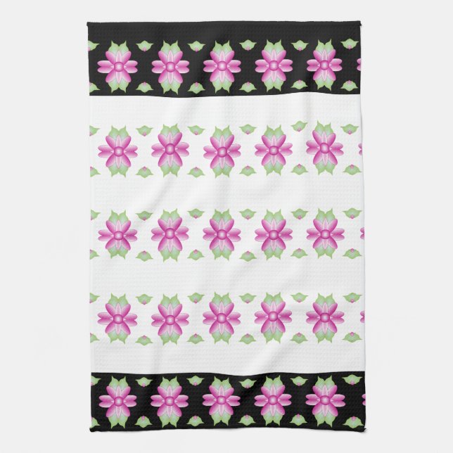 Paño De Cocina Cocina florida verde y rosa (Vertical)
