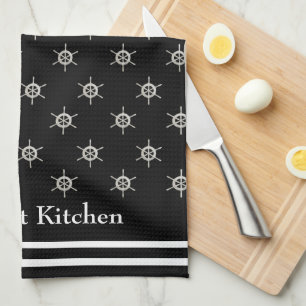 Paño De Cocina Cocina Gourmet personalizada Helm Boat B&W