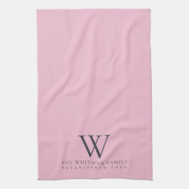 Paño De Cocina Cocina gris pizarra rosa moderna monograma familia