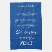 cocina italiana sardinas italita cita dibujo azul