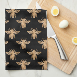 Paño De Cocina Cocina moderna elegante en color negro y dorado