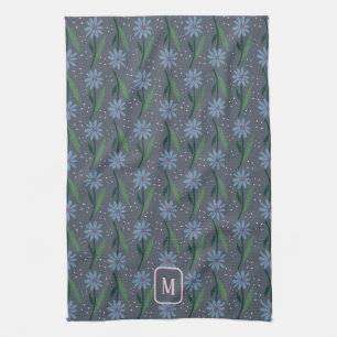 Paño De Cocina Cocina Monograma Retro Azul Malhumorado Cottagecor