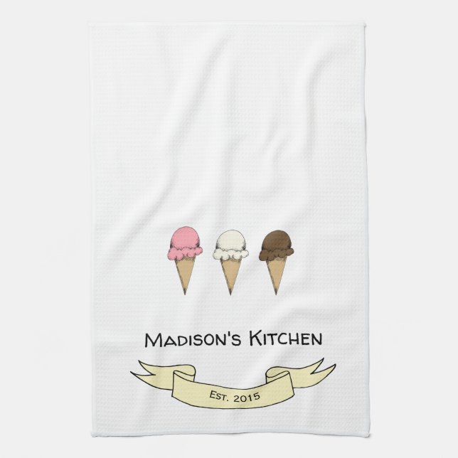 Paño De Cocina Cocina personalizada de Helados Cutos (Vertical)