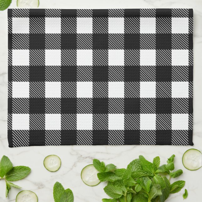Paño De Cocina Cocina personalizada en blanco y negro con manchas (Doblado)