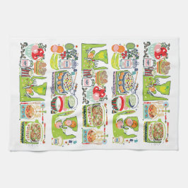 Paño De Cocina Cocina retro Ilustracion libro de cocina verde bri