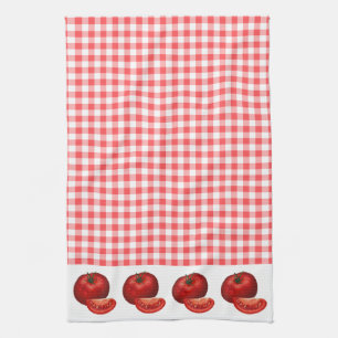 Paño De Cocina Cocina Roja de Gingham y Tomates
