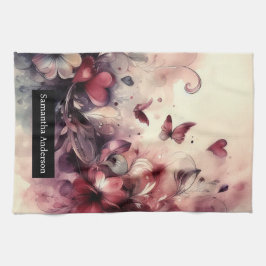 Paño De Cocina Cocina Romántica: Corazones Abstractos Mariposas