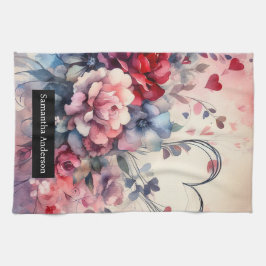 Paño De Cocina Cocina Romántica: Corazones Abstractos Rosas