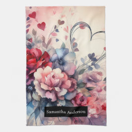 Paño De Cocina Cocina Romántica: Corazones Rosas Abstractos