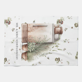 Paño De Cocina Cocina Rústica Pintada De Campo Monograma Té