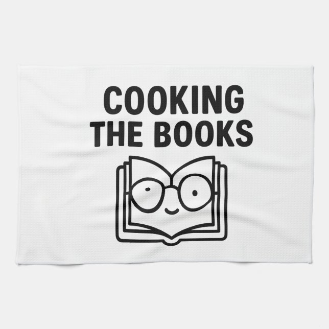 Paño De Cocina Cocinando los Libros - Chiste Contable Divertido (Horizontal)