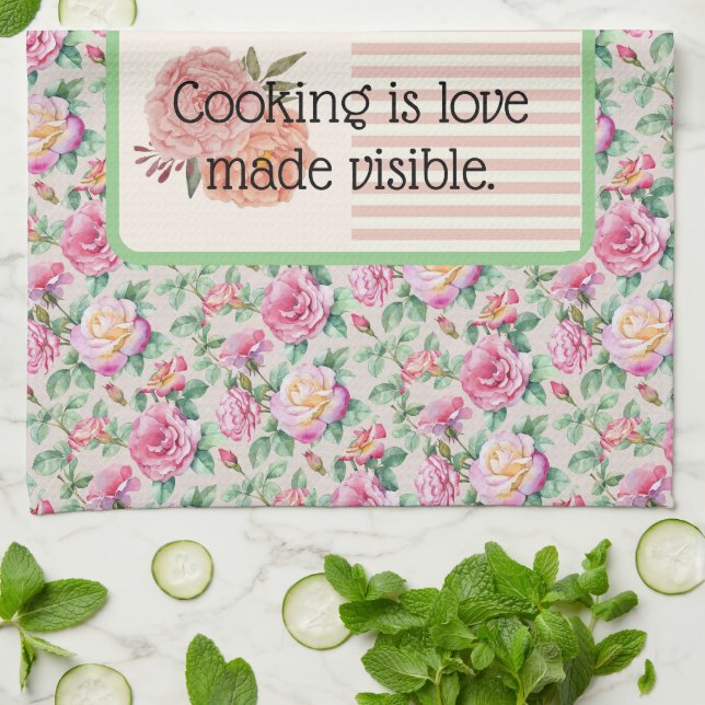 paño de cocina. Cocinar es amor hecho visible. (Doblado)