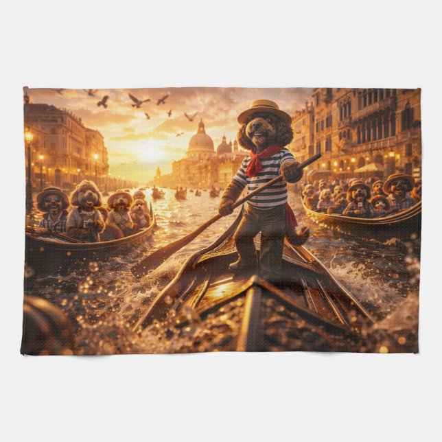 Paño De Cocina Cockapoo de Lujo Gondola de Venecia (Horizontal)