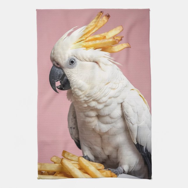 Paño De Cocina Cockatoo divertido con Escudo de Fries franceses (Vertical)