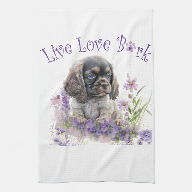 Paño De Cocina Cocker Spaniel Dog Mom Floral (Vertical)
