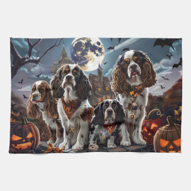 Paño De Cocina Cocker Spaniel Halloween Espeluznante (Horizontal)