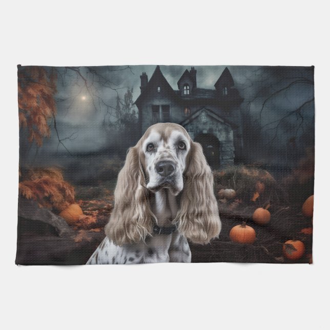 Paño De Cocina Cocker Spaniel Halloween Scary (Horizontal)