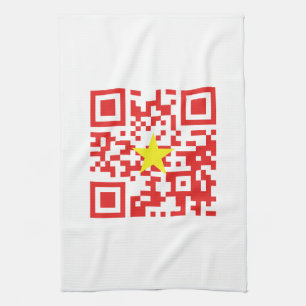 Paño De Cocina Código QR de la bandera de Vietnam (Tôi Yêu Việt N