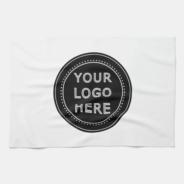 Paño De Cocina Código QR negro elegante y minimalista (Horizontal)