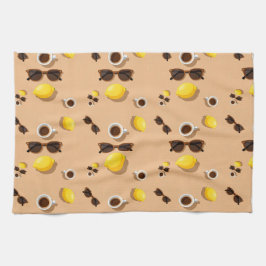 Paño De Cocina Coffee lemons and sunglasses on a warm sand