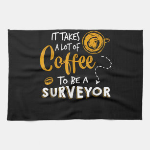Paño De Cocina Coffee Lover Funny Surveyor Engineer Construction