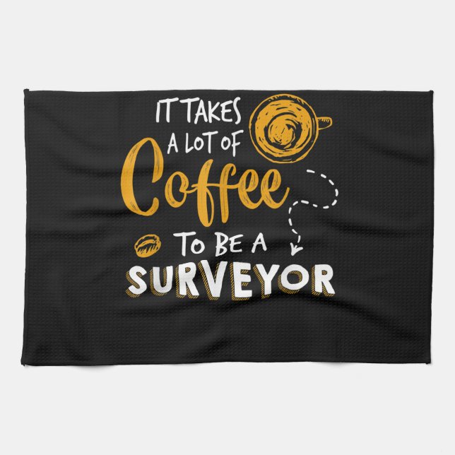 Paño De Cocina Coffee Lover Funny Surveyor Engineer Construction (Horizontal)