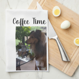 Paño De Cocina Coffee Time with a Cute Sheltie!