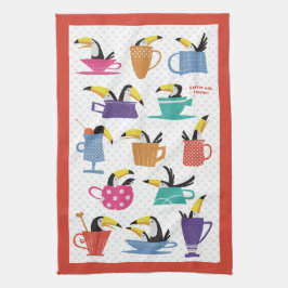 Paño De Cocina Coffee with Toucans