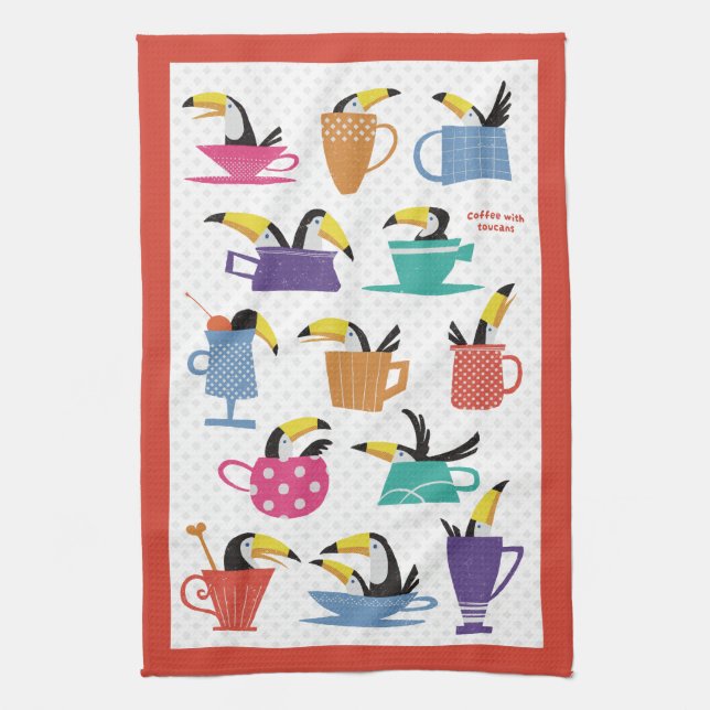 Paño De Cocina Coffee with Toucans (Vertical)