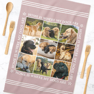 Paño De Cocina Colaje de Fotos de Texto Personalizado Perro Masco