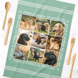 Paño De Cocina Colaje de Fotos de Texto Personalizado Perro Masco