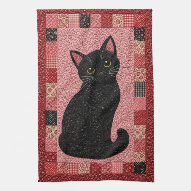 Paño De Cocina Colcha de Gato Negro  (Vertical)