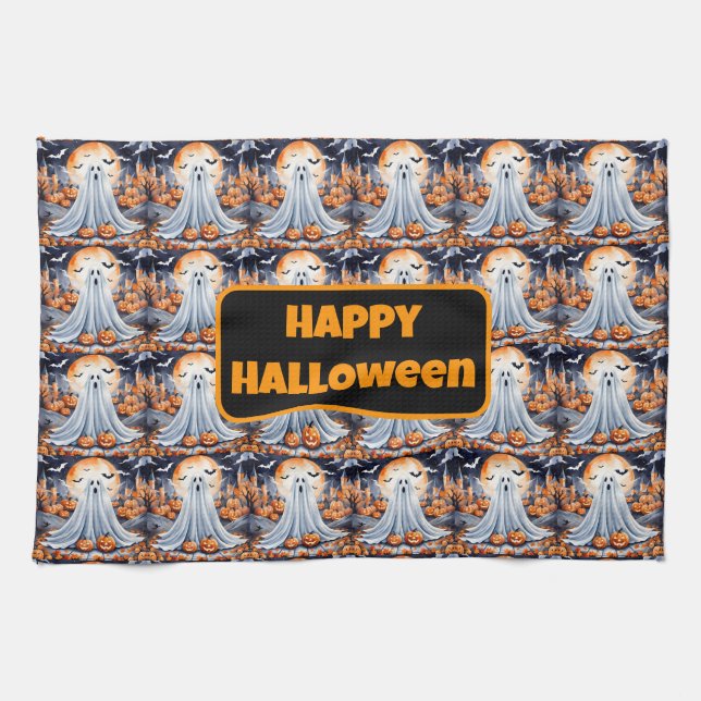 Paño De Cocina Colección de otoño de calabaza moderna de Hallowee (Horizontal)