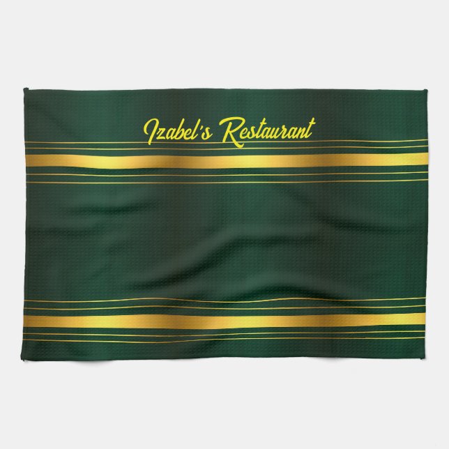 Paño De Cocina Colección de textura de línea de lujo en Green Gol (Horizontal)