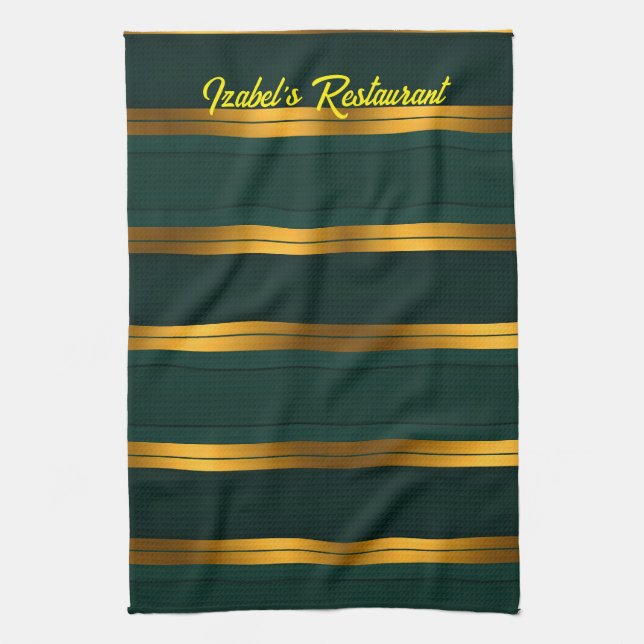 Paño De Cocina Colección de textura de línea de oro verde de lujo (Vertical)