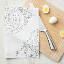 Paño De Cocina Colección floral en blanco y negro